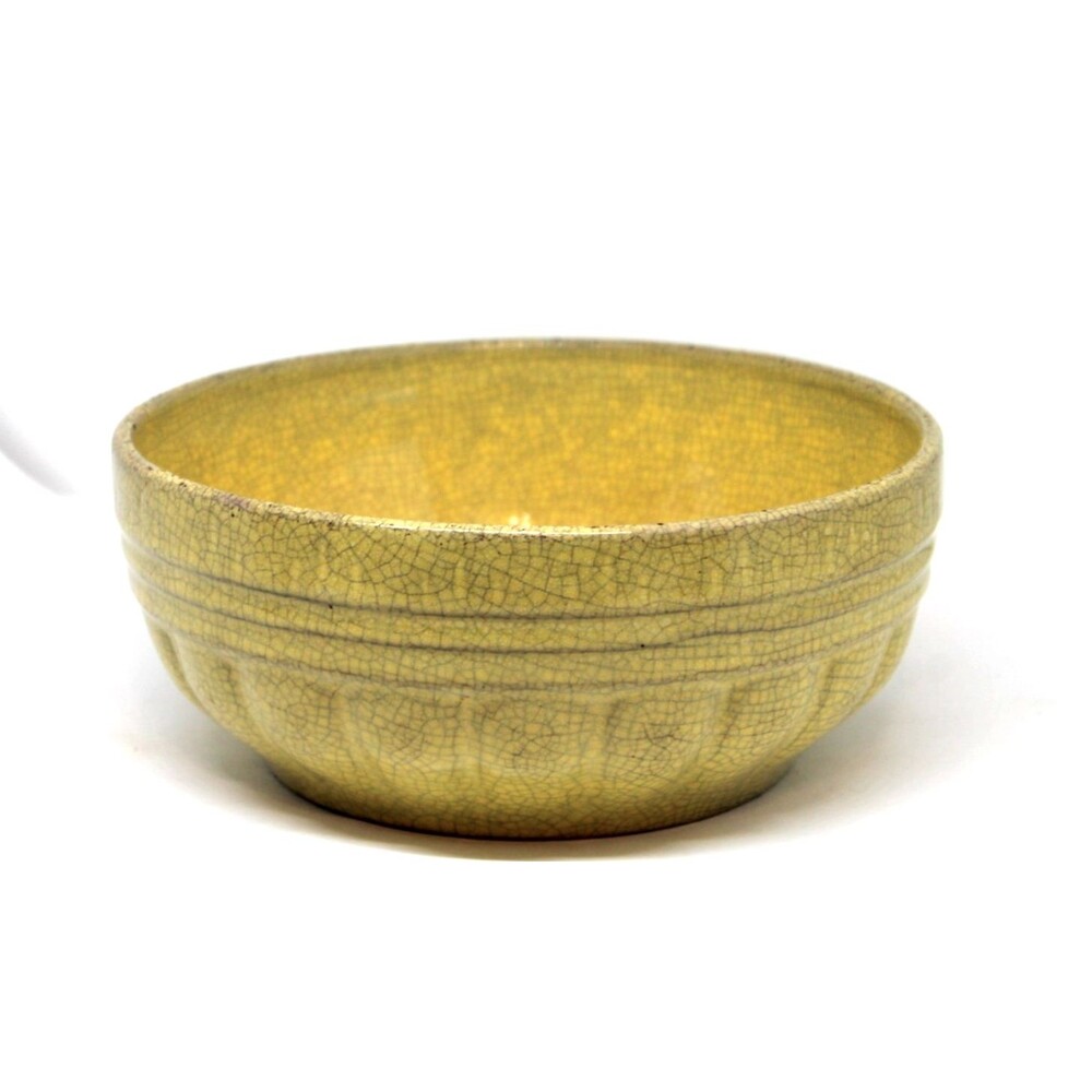 Hull Pottery Yellow Crackle Glazed Mixing Bowl 7.5" Early 1900's #7
